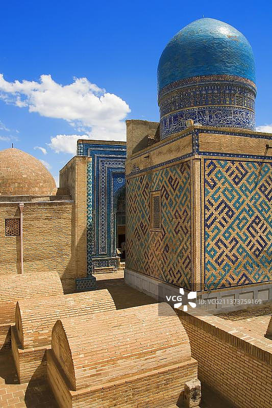 乌兹别克斯坦撒马尔罕沙赫辛达卡西萨德鲁米陵墓图片素材