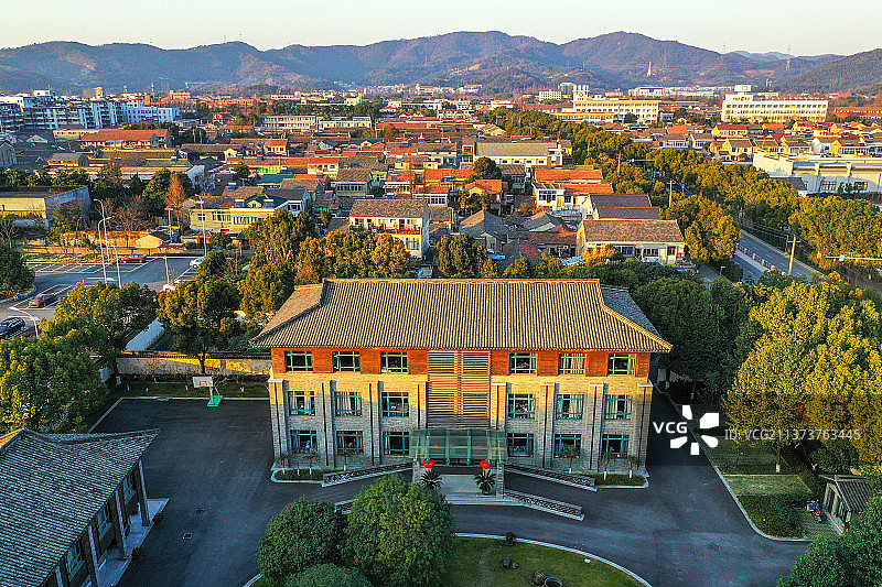 古镇夕照+浙江省宁波市江北区慈城古镇图片素材