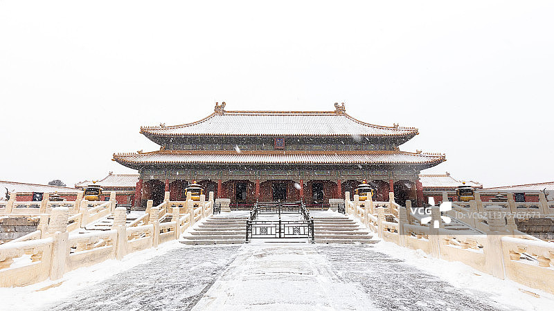 故宫中和殿雪景图片素材
