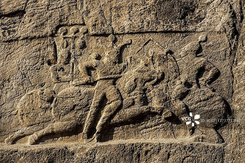 巴赫拉姆二世的战斗场景，位于伊朗纳克什·罗斯塔姆图片素材