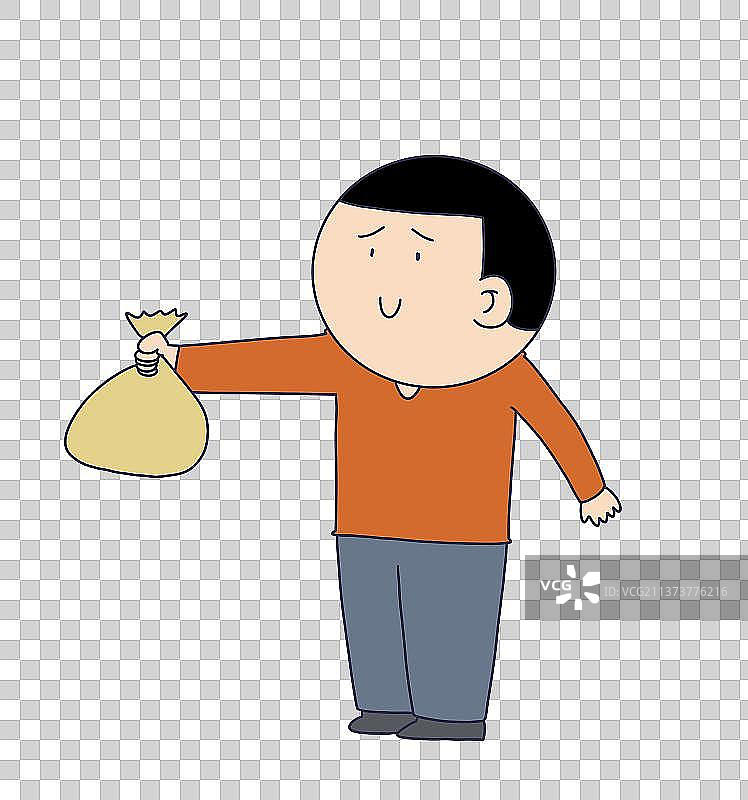 元素：手拿钱袋的人物图片素材