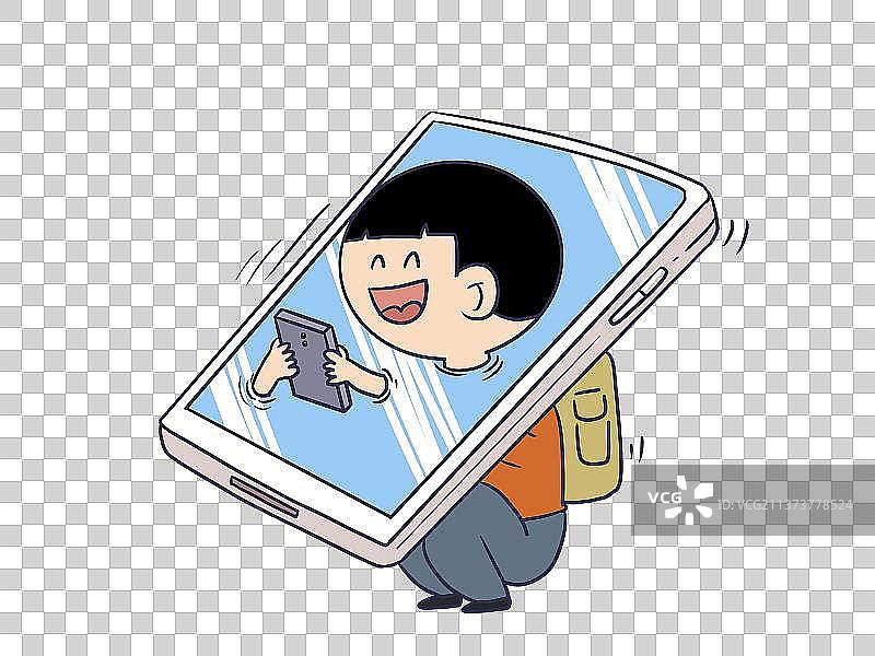 元素：手机上瘾的儿童图片素材