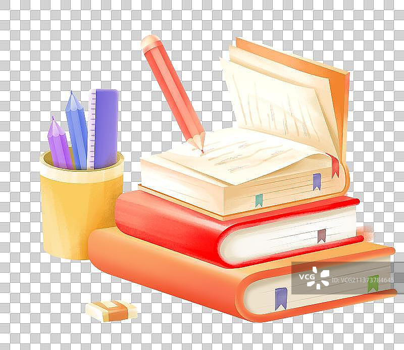 堆叠翻开的书本和笔图片素材