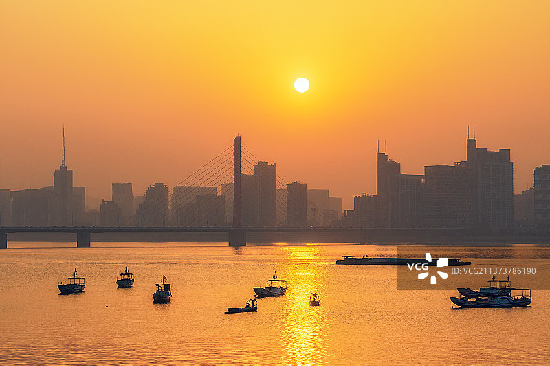 钱塘江 西兴大桥 夕阳图片素材