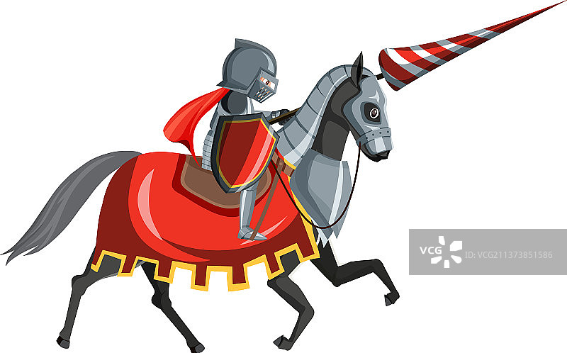 白底上的中世纪骑马骑士图片素材