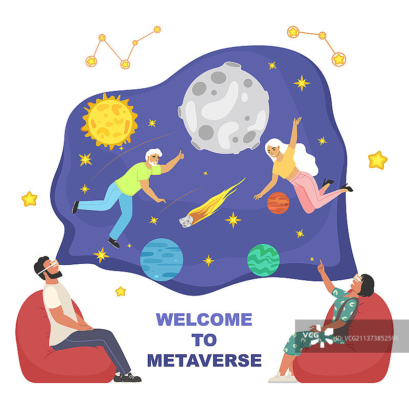 元宇宙或数字世界虚拟现实VR图片素材