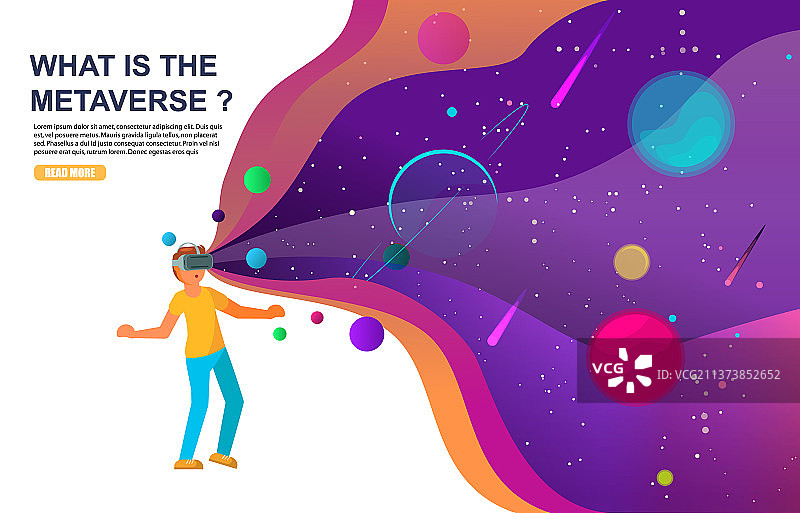 元宇宙或虚拟世界中的VR眼镜男孩图片素材