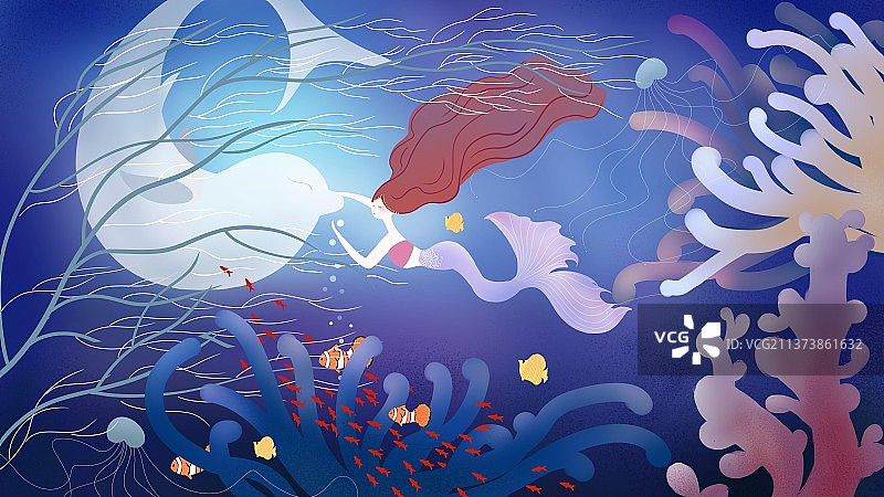 唯美浪漫海洋主题插画图片素材