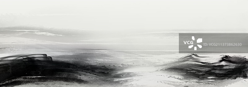 抽象意境山水画水墨晕染黑白背景图图片素材