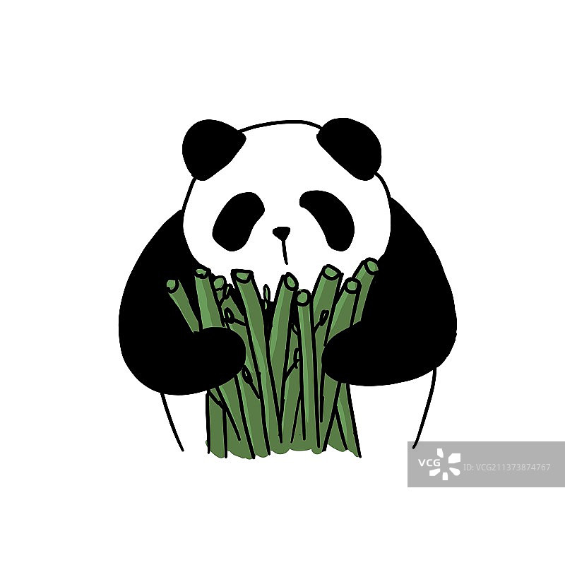 一只熊猫抱着许多竹子图片素材
