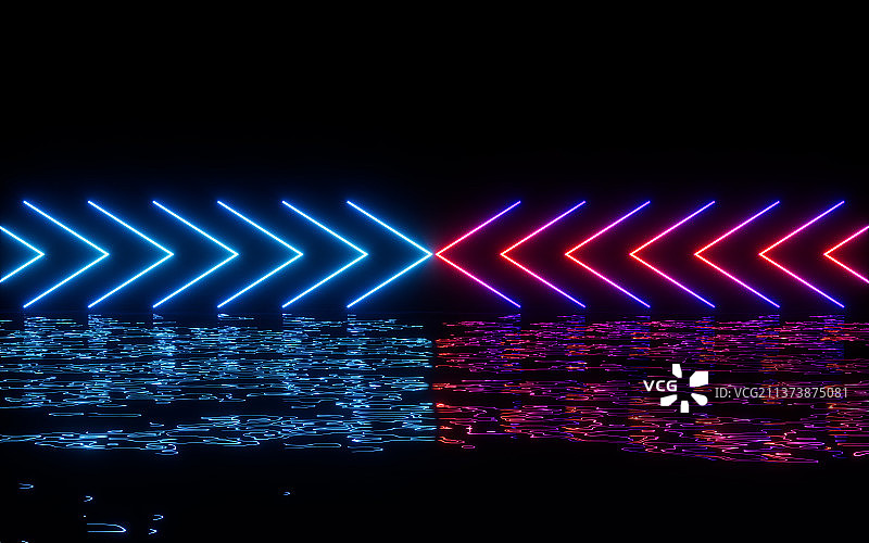 箭头形状的霓虹灯3D渲染图片素材