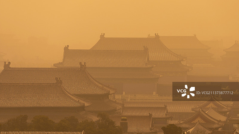 沙尘暴下的故宫图片素材