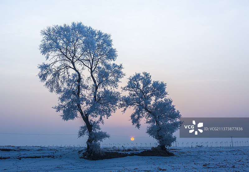 雾凇岛的早晨——吉林省  吉林市  龙潭区乌拉尔街   满族镇图片素材