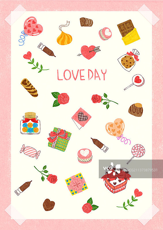 甜点和礼品盒背景插画图片素材