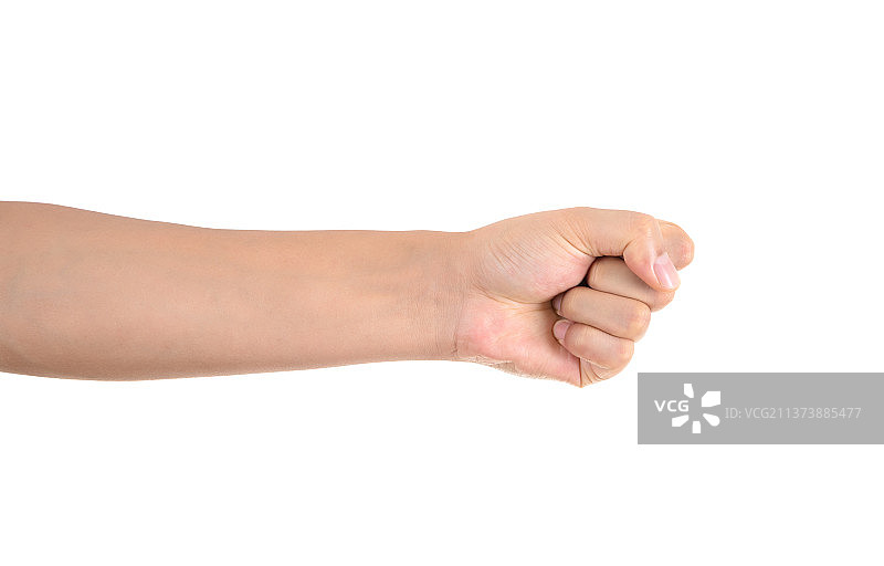 白背景前一只重拳出击的手图片素材