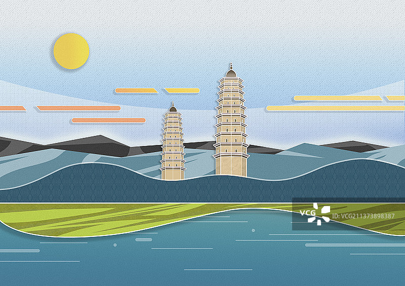 山西太原永祚寺双塔寺图片素材