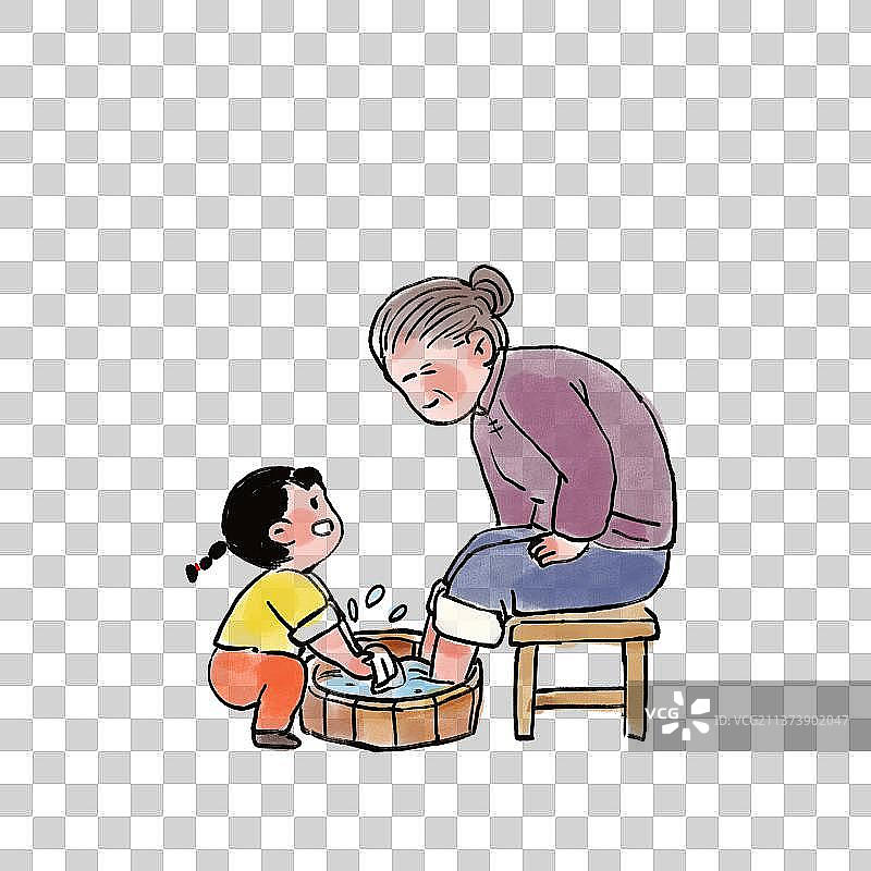 给奶奶洗脚图片素材