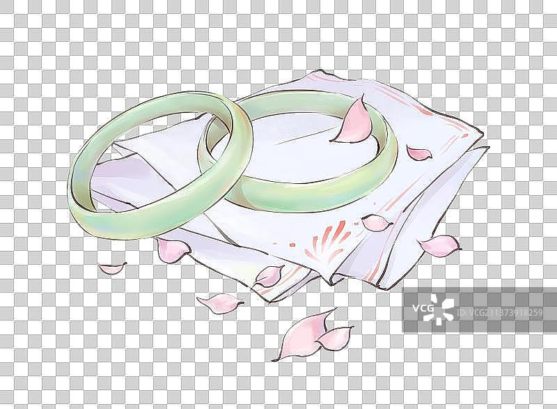 国风插画元素玉镯手绢图片素材