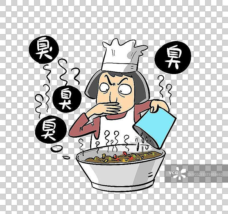 往食物里洒添加剂的女人图片素材