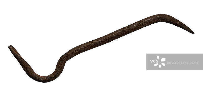 白色背景上的旧生锈撬棍图片素材