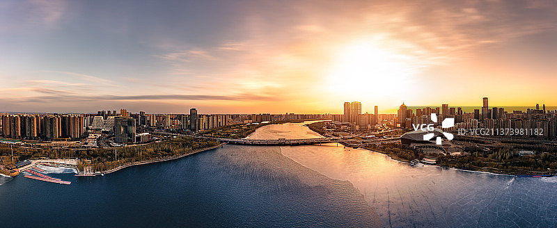 沈阳青年大街浑河桥落日美景图片素材