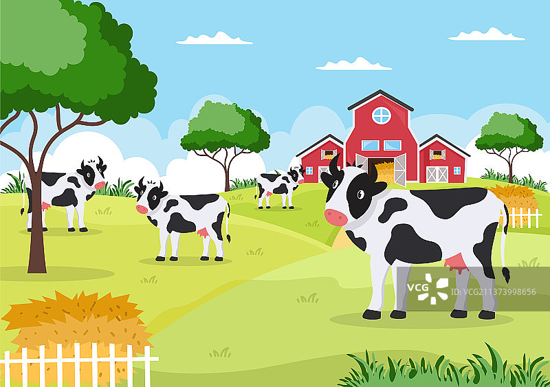 带有草地景观的奶牛图片图片素材