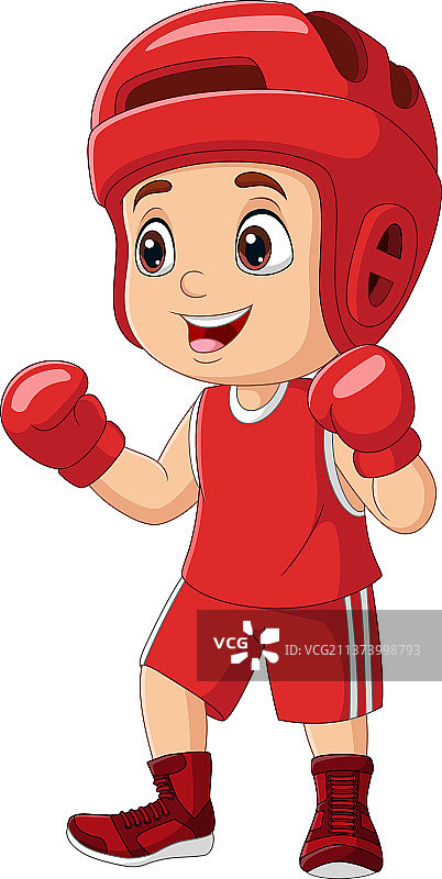 卡通小男孩拳击训练图片素材
