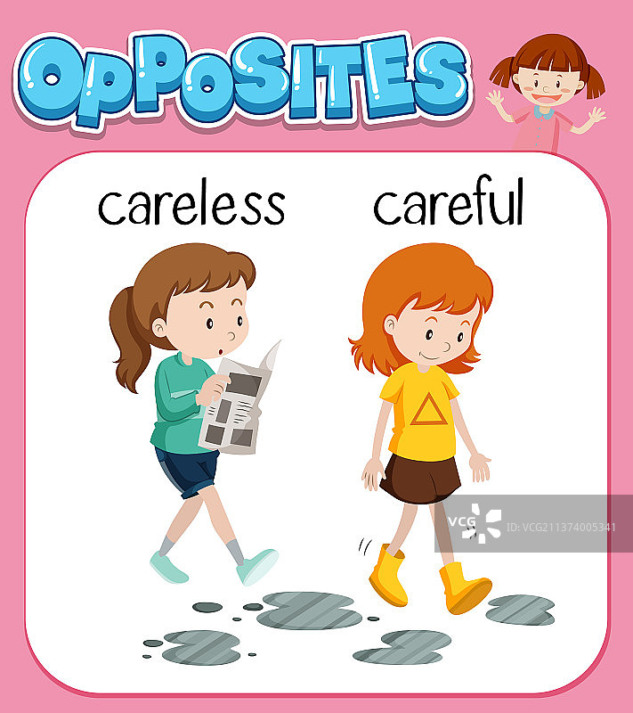 粗心和细心的反义词图片素材