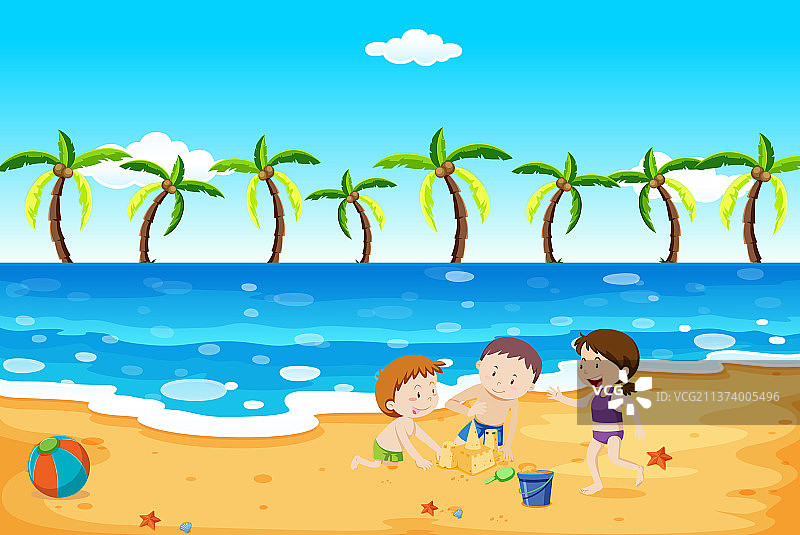 海滩上的人物场景图片素材