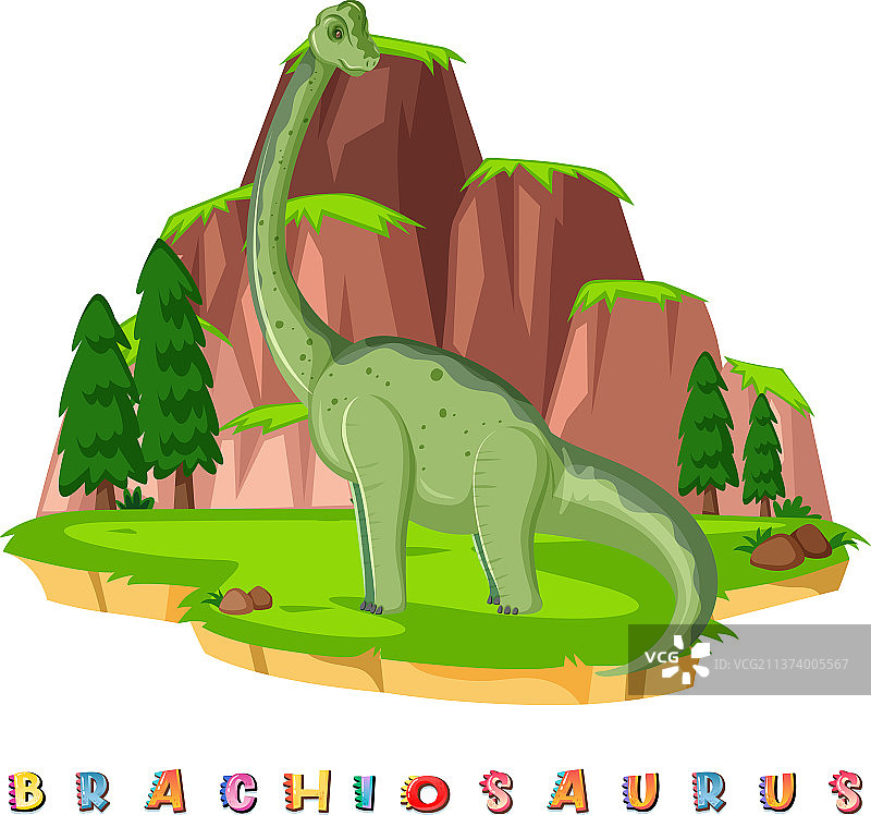 腕龙恐龙单词卡片图片素材