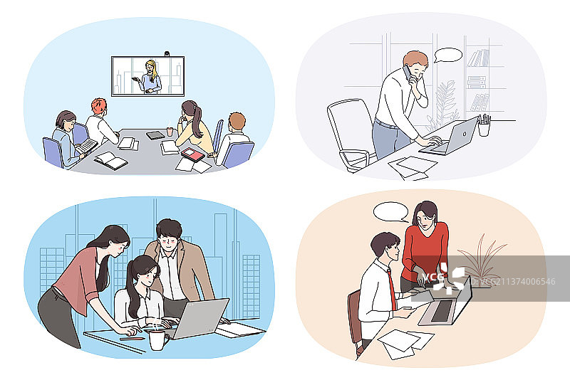 办公室商务人士工作图标集图片素材