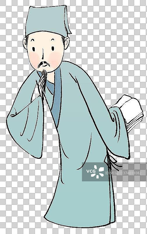 老夫子私塾老师背着手吟诗图片素材