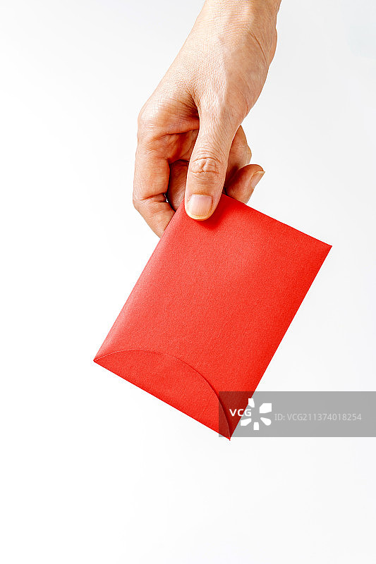 手拿红包发红包特写白色背景图片素材