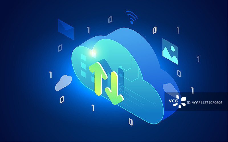 网络安全云存储插画互联网数据安全科技海报图片素材