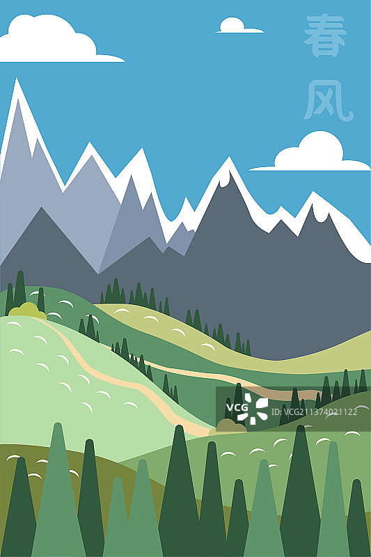 节气春风扁平风矢量插画风景旅游图片素材