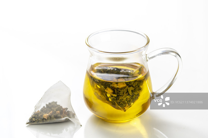 袋泡茶特写白色背景图片素材