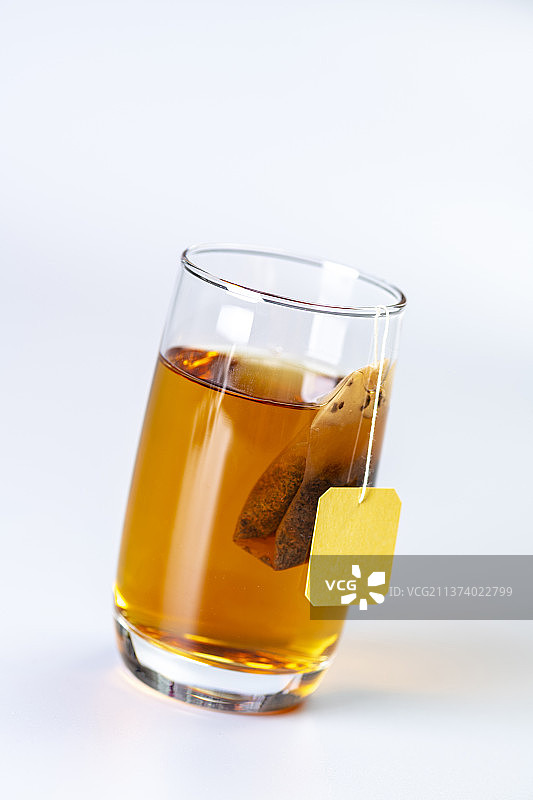 袋泡茶特写灰色背景图片素材