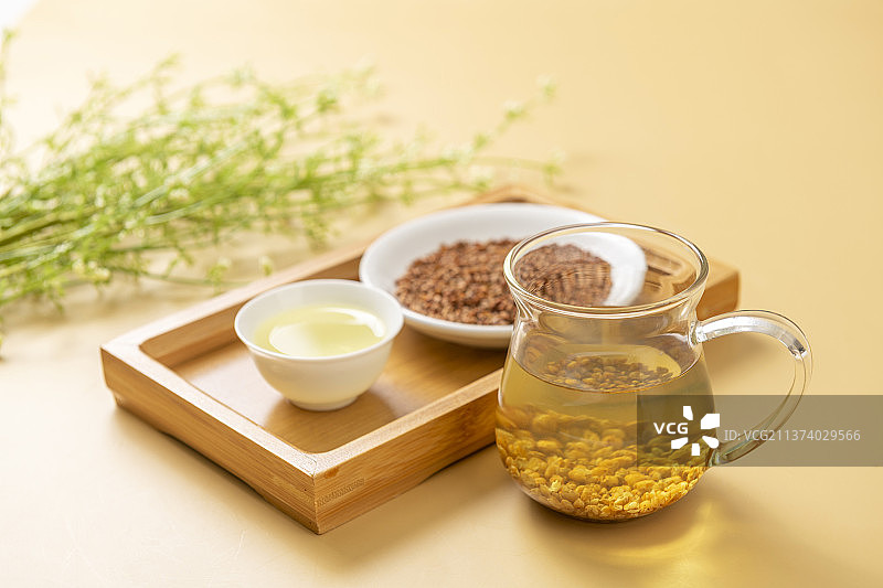 大麦茶特写暖色莫兰迪色系背景图片素材