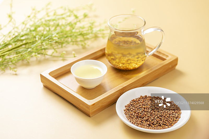 大麦茶特写暖色莫兰迪色系背景图片素材