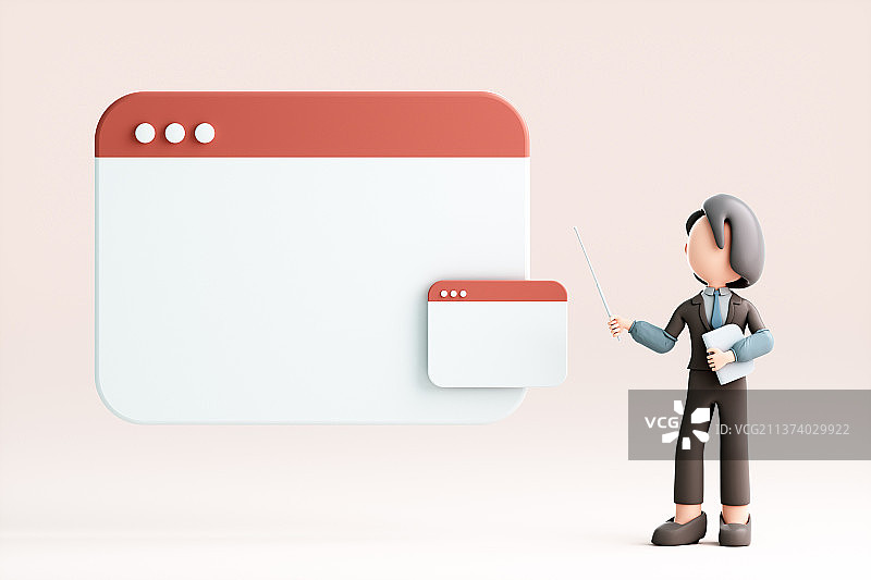 3D渲染的可爱卡通女孩图片素材