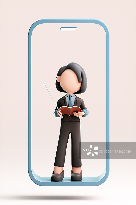 3D渲染的可爱卡通女孩图片素材