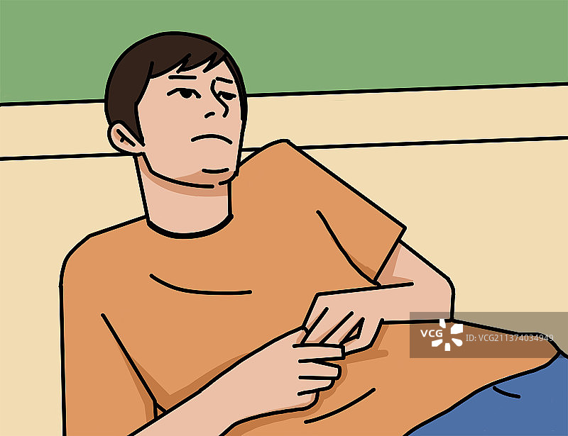 躺沙发享受思考人生表情搞笑插画图片素材