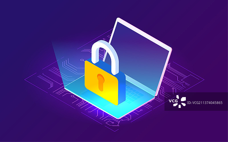 互联网网络安全插画数据加密云存储科技海报图片素材