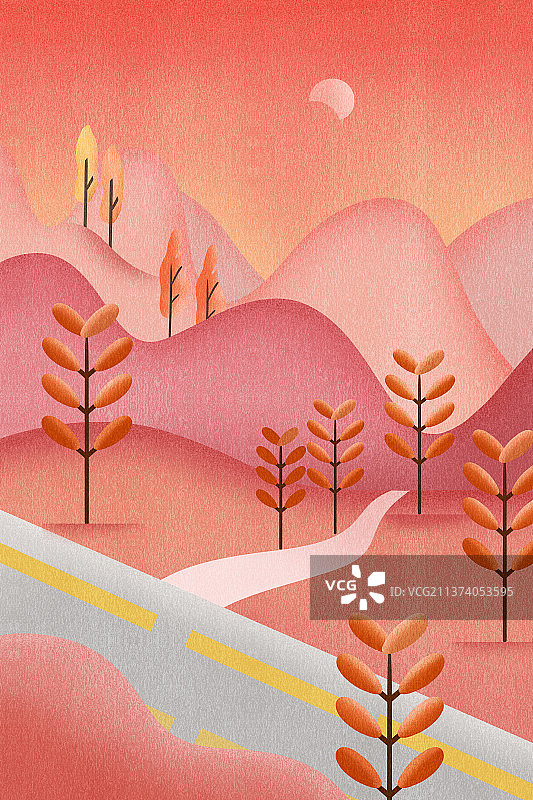 剪纸风格扁平风风景图片素材