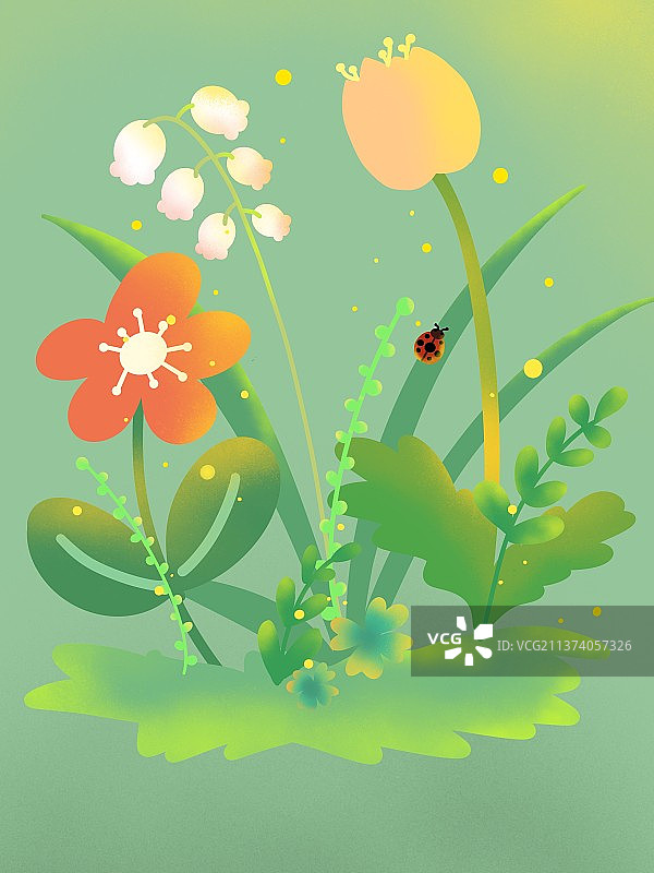 插画春天的花朵图片素材