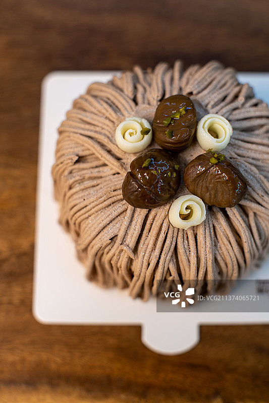 栗子蛋糕特写图片素材