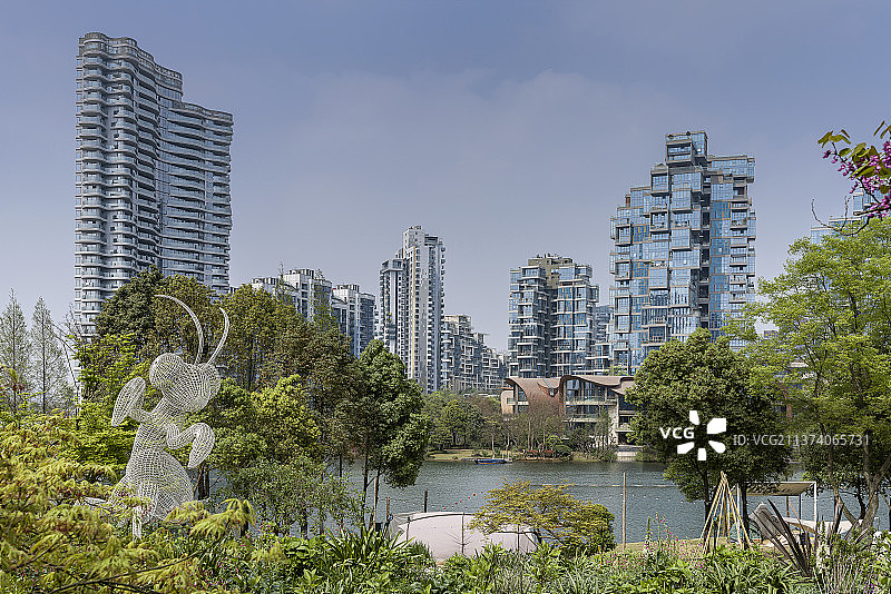 成都富人区之麓湖图片素材