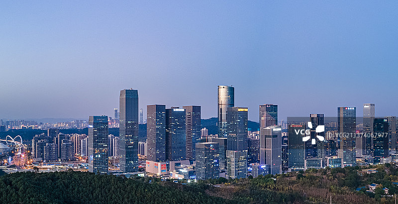 广西南宁五象新区CBD夜景航拍图片素材