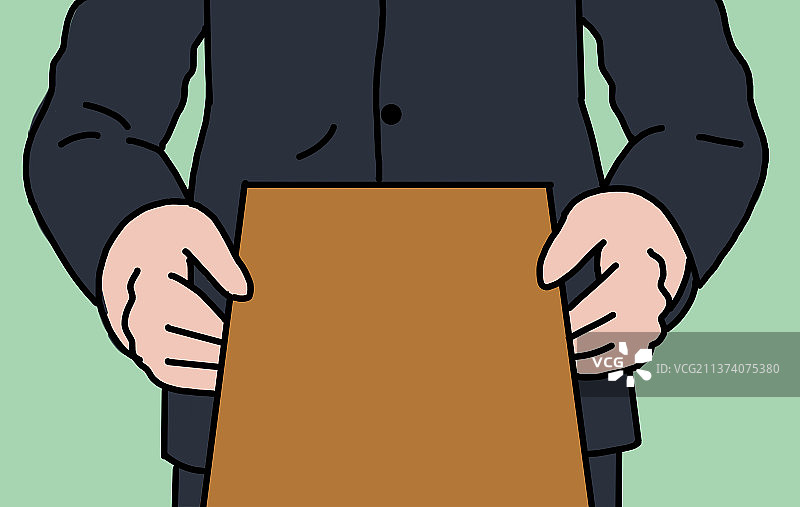 商业合作销售递给合同书肢体动作送文件插画图片素材