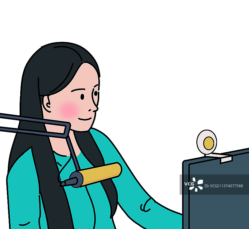 女主播网络聊天沟通互联网创业直播带货卡通插画图片素材